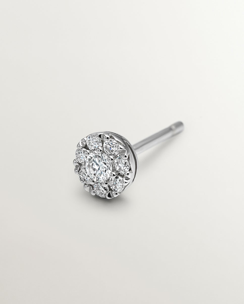 Pendiente individual de oro blanco de 18k con diamante en talla brillante - Aristocrazy - Plata Plata-5