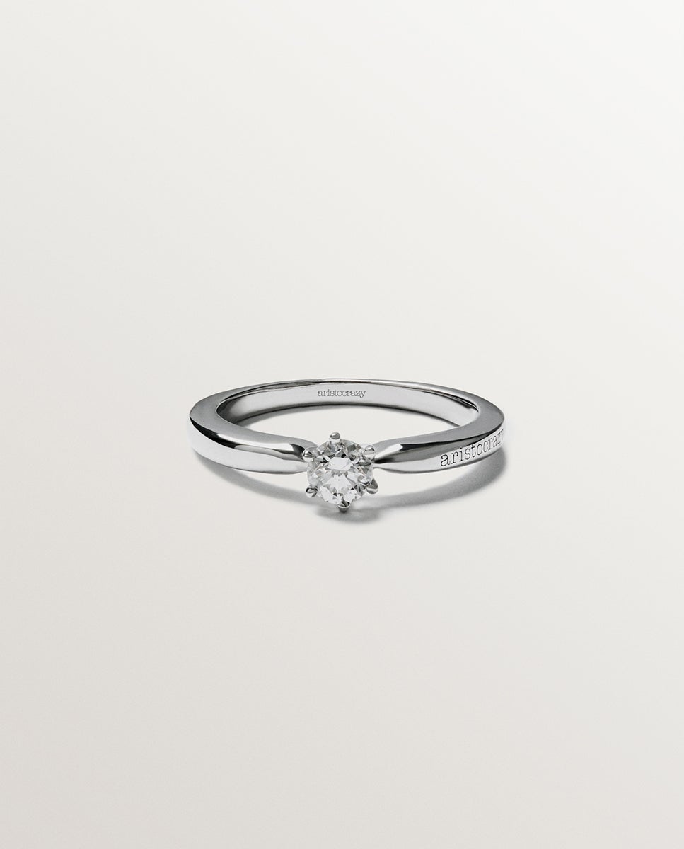 Anillo solitario de oro blanco de 18k con diamante 0,2 cts - Aristocrazy - Plata Plata-1