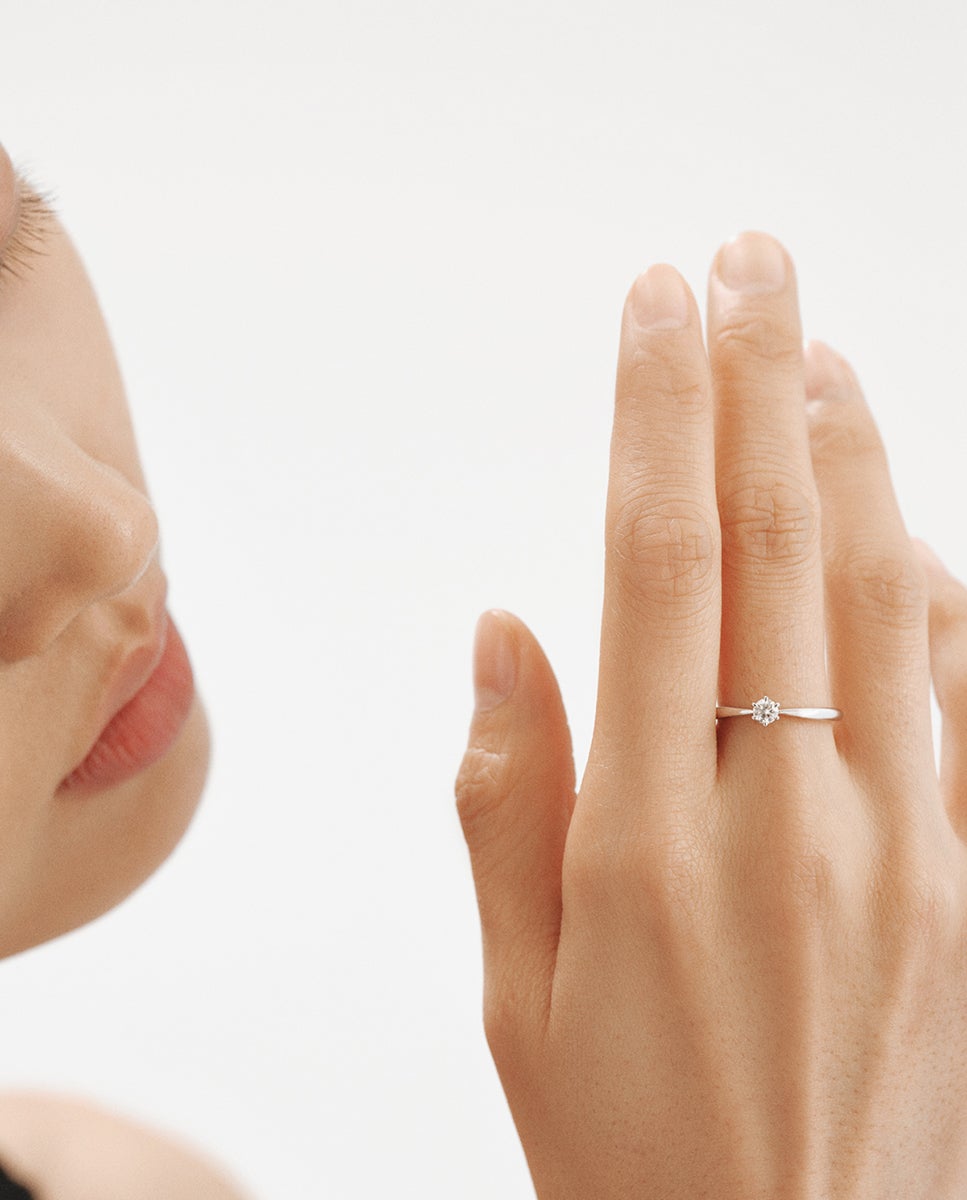 Anillo solitario de oro blanco de 18k con diamante 0,2 cts - Aristocrazy - Plata Plata-2