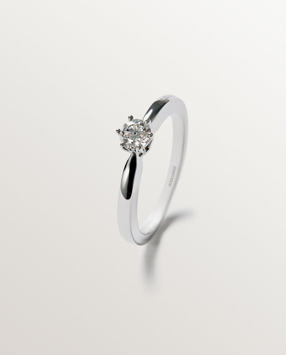 Anillo solitario de oro blanco de 18k con diamante 0,2 cts - Aristocrazy - Plata Plata-3