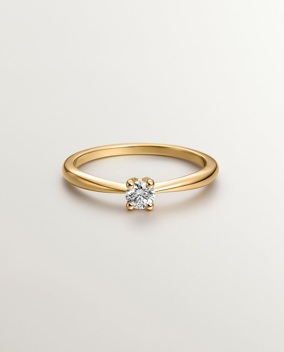 Anillo solitario de oro amarillo de 18k con diamante de 0,15cts - Aristocrazy - Dorado Dorado-2
