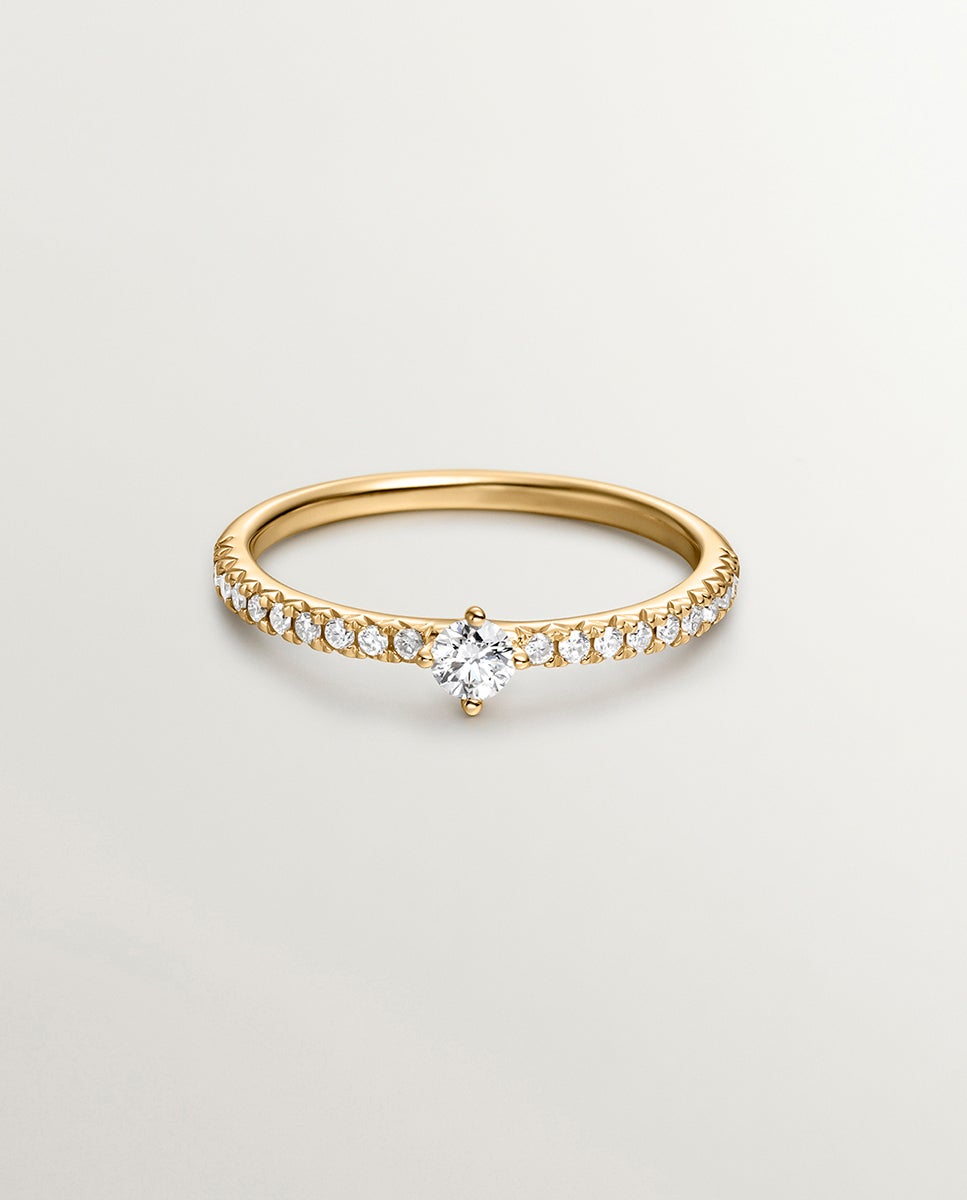 Anillo solitario de oro amarillo de 18k con diamantes - Aristocrazy - Dorado Dorado-1