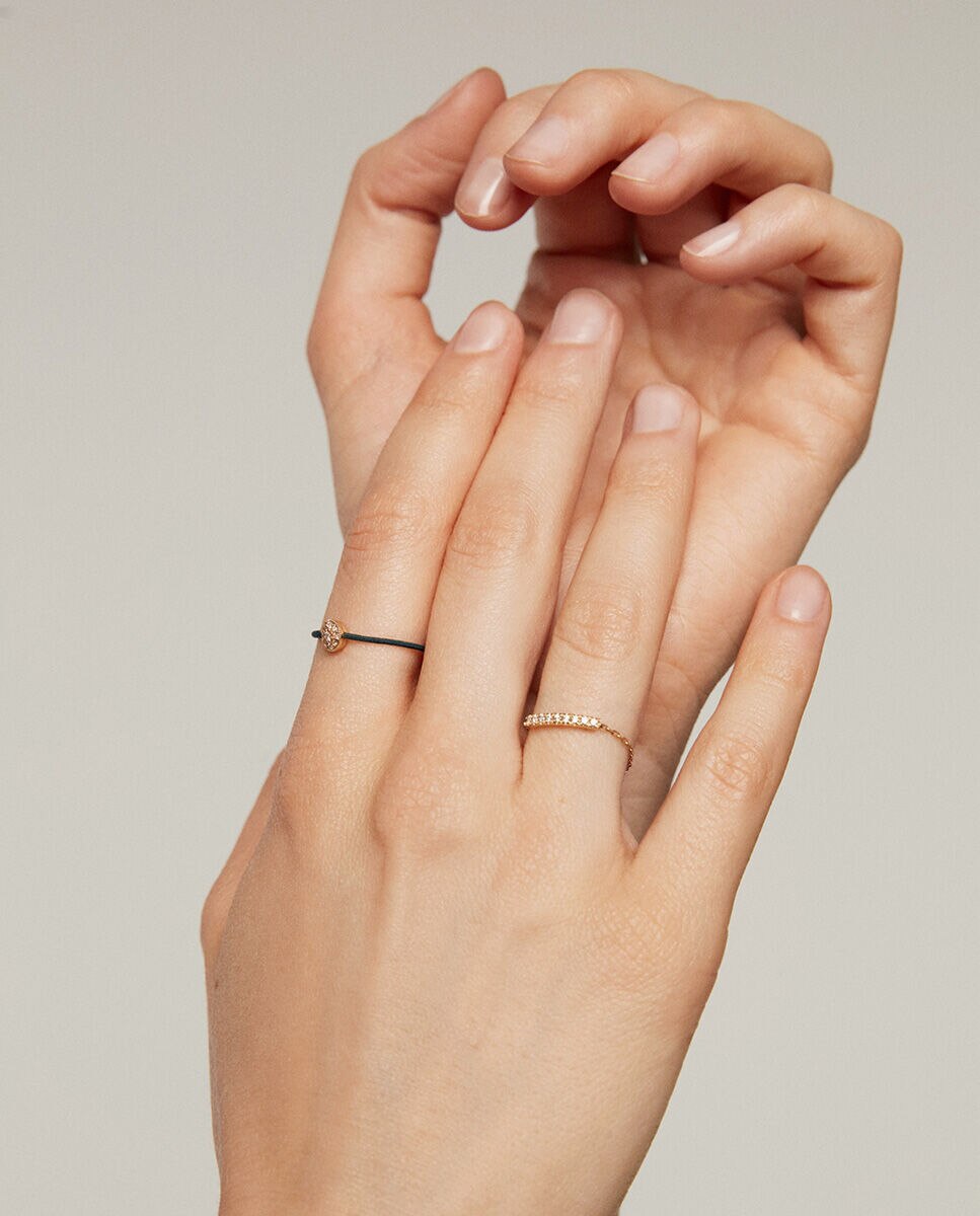 Imagen 6 de Anillo de hilo y oro blanco de 18k con diamantes - Blanco Blanco