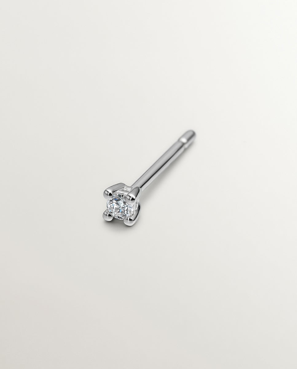 Pendiente individual de oro de 18k con diamante en talla brillante - Aristocrazy - Blanco Blanco-1