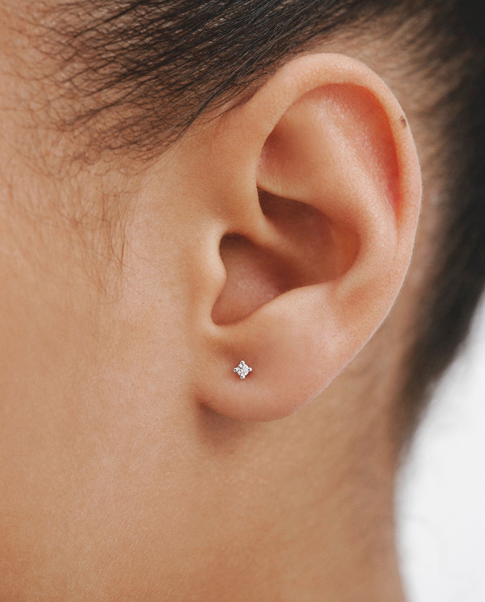Pendiente individual de oro de 18k con diamante en talla brillante - Aristocrazy - Blanco Blanco-2
