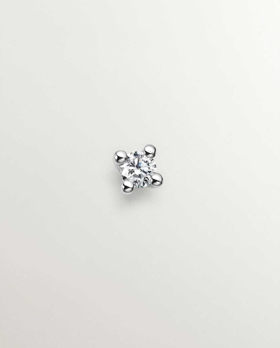 Pendiente individual de oro de 18k con diamante en talla brillante - Aristocrazy - Blanco Blanco-3