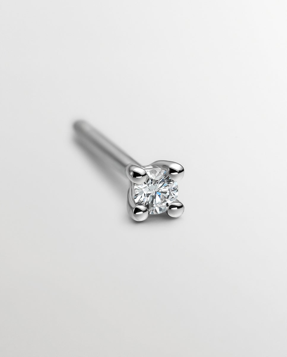 Pendiente individual de oro de 18k con diamante en talla brillante - Aristocrazy - Blanco Blanco-5