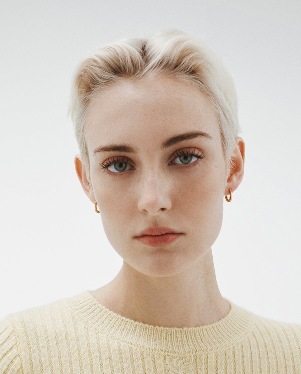 Pendientes de aro grueso de plata 925 bañada en oro amarillo de 18K Oro-2