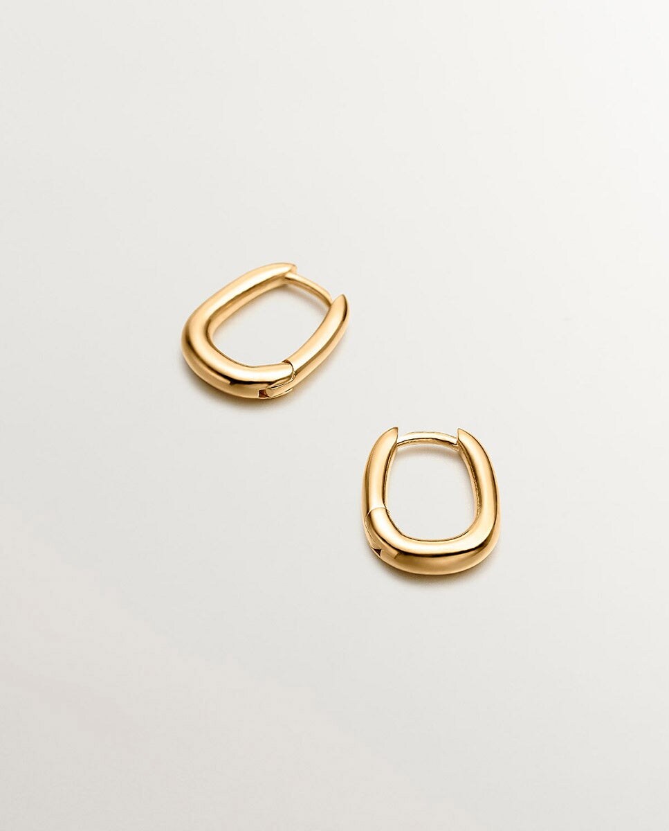 Pendientes de aro grueso de plata 925 bañada en oro amarillo de 18K Oro-3