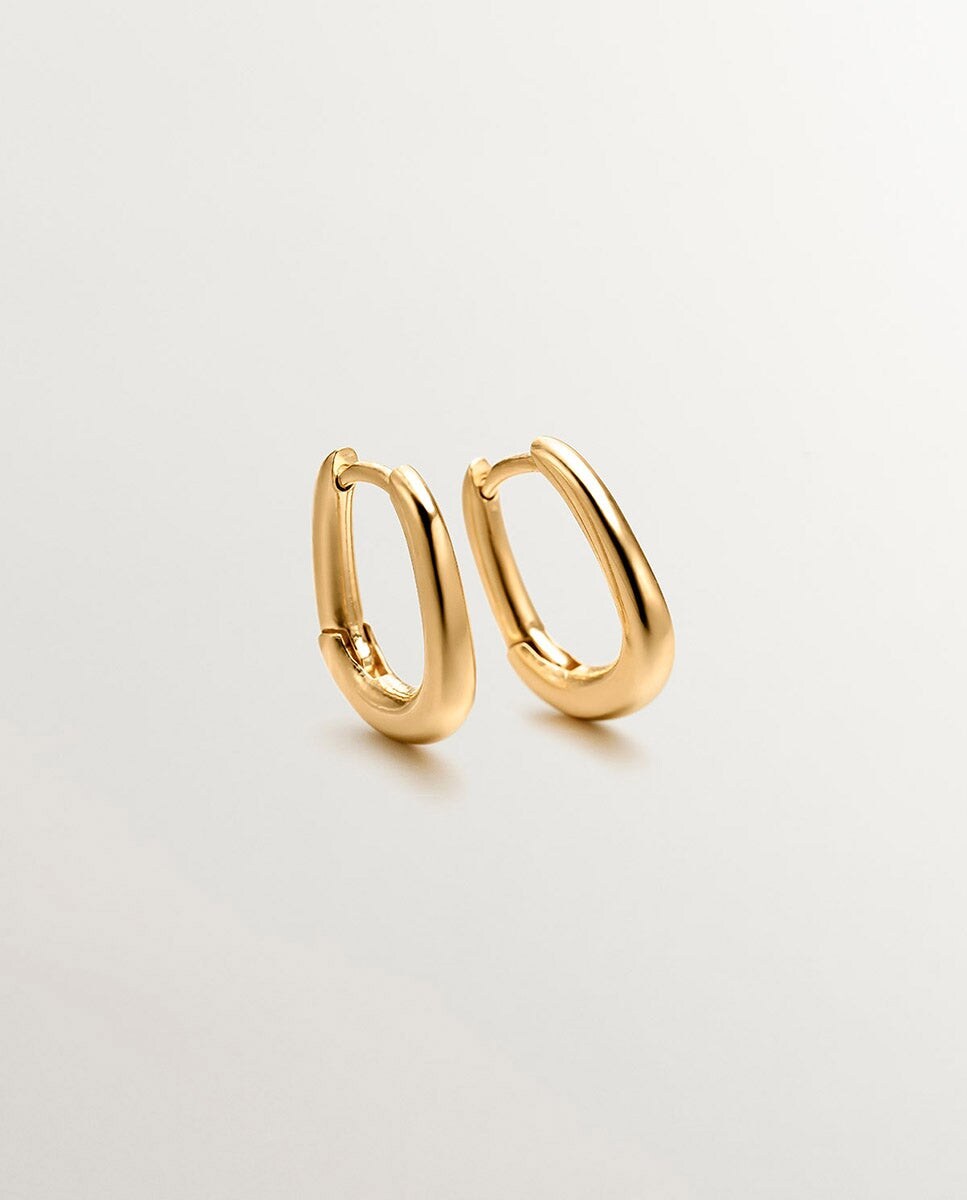 Pendientes de aro grueso de plata 925 bañada en oro amarillo de 18K Oro-5