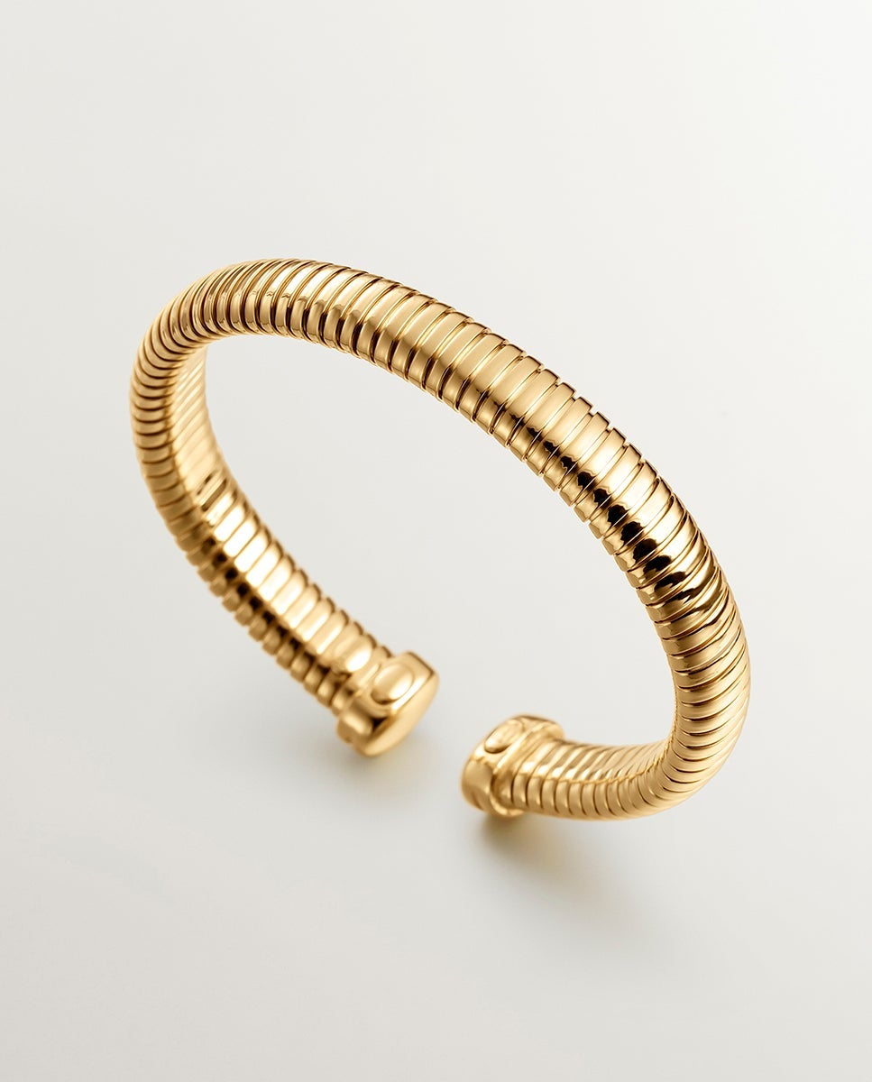 Pulsera tubogas de plata 925 bañada en oro amarillo de 18k - Oro Oro-5