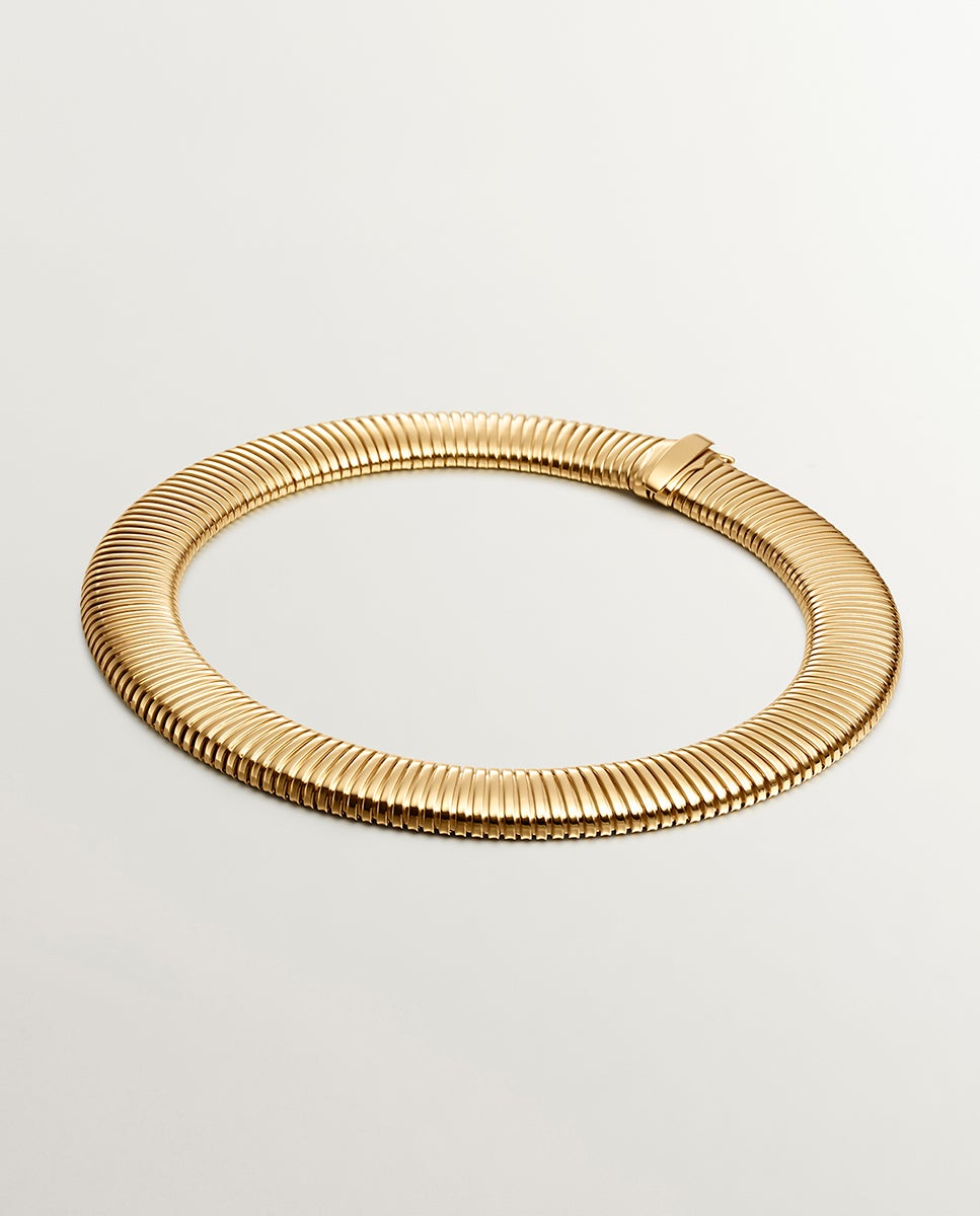 Collar tubogas xl de plata 925 bañada en oro amarillo de 18k