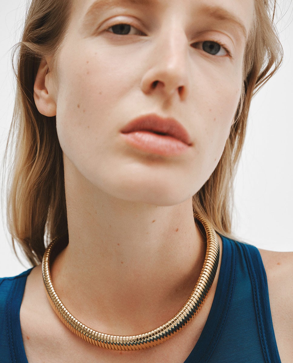 Collar tubogas xl de plata 925 bañada en amarillo de 18k - Aristocrazy - Oro Oro-2