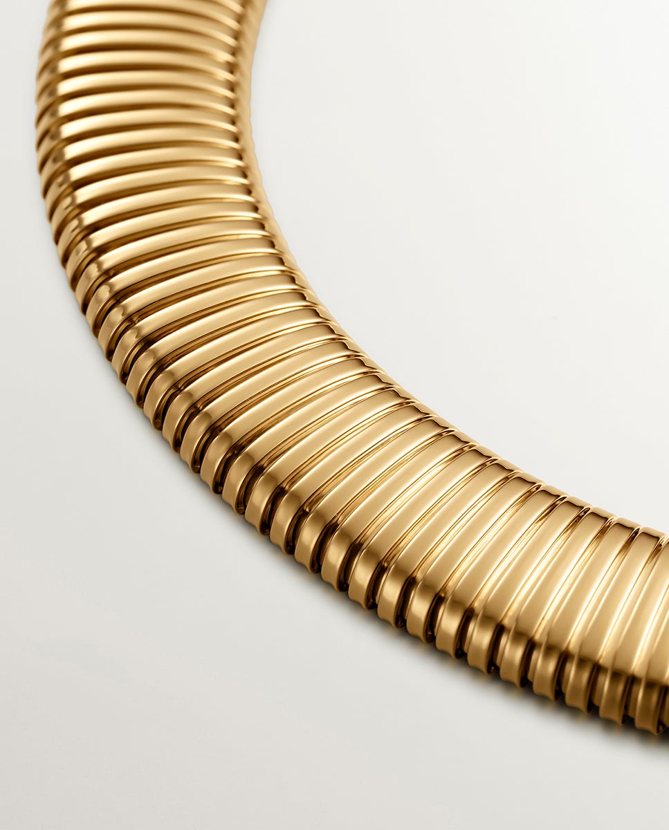 Collar tubogas xl de plata 925 bañada en amarillo de 18k - Aristocrazy - Oro Oro-3