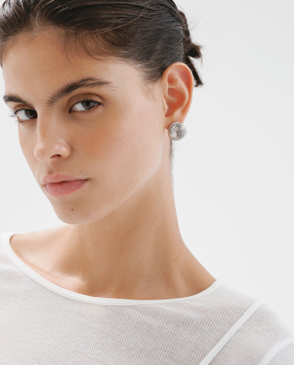 Pendientes de 925 rodiada con textura gallonada - Aristocrazy - Plata Plata-4