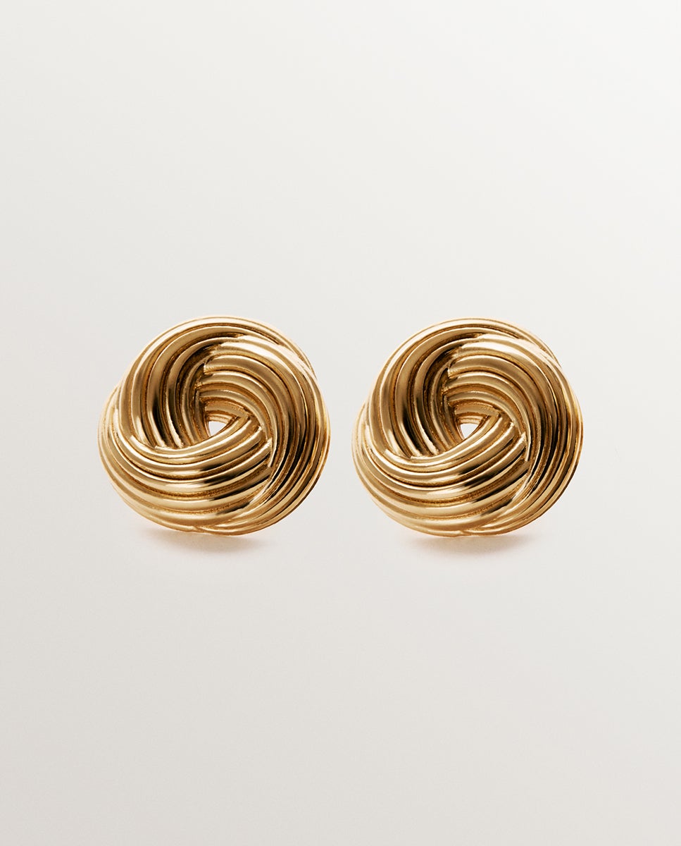 Imagen 1 de Pendientes de plata 925 bañada en oro amarillo de 18k con textura gallonada - Oro Oro