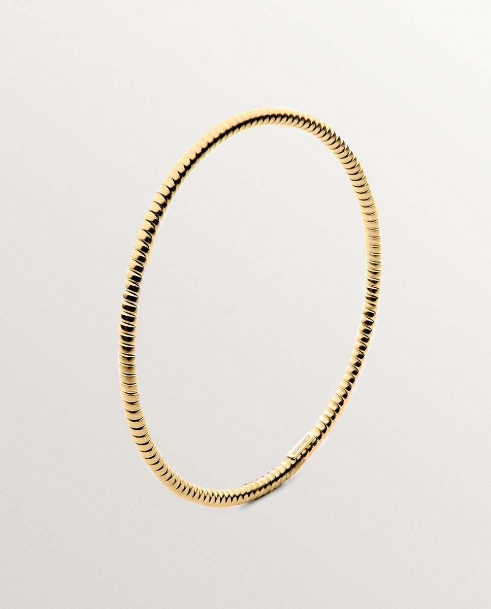 Pulseira Rígida Estilo Semanal de Prata 925 Banhada em Ouro Amarelo de 18K Ouro-1
