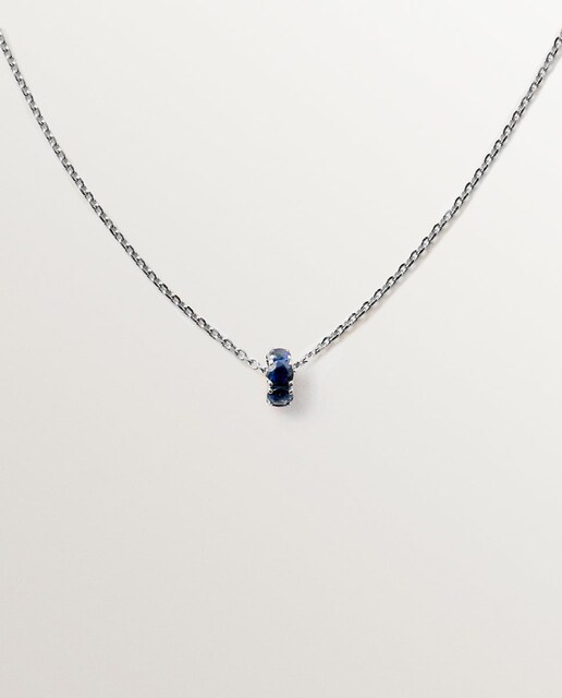 Imagen 0 de Colgante de oro blanco de 9K con zafiros azules y diamantes