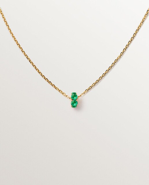 Imagen 0 de Colgante de oro amarillo de 9K con esmeraldas y diamantes