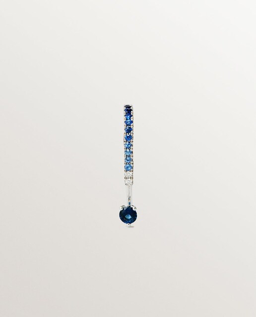 Imagen 0 de Pendiente individual de oro blanco de 9K con zafiros azules y diamantes