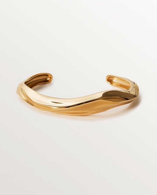 Imagen 0 de Pulsera rígida de plata 925 bañada en oro amarillo de 18K con textura