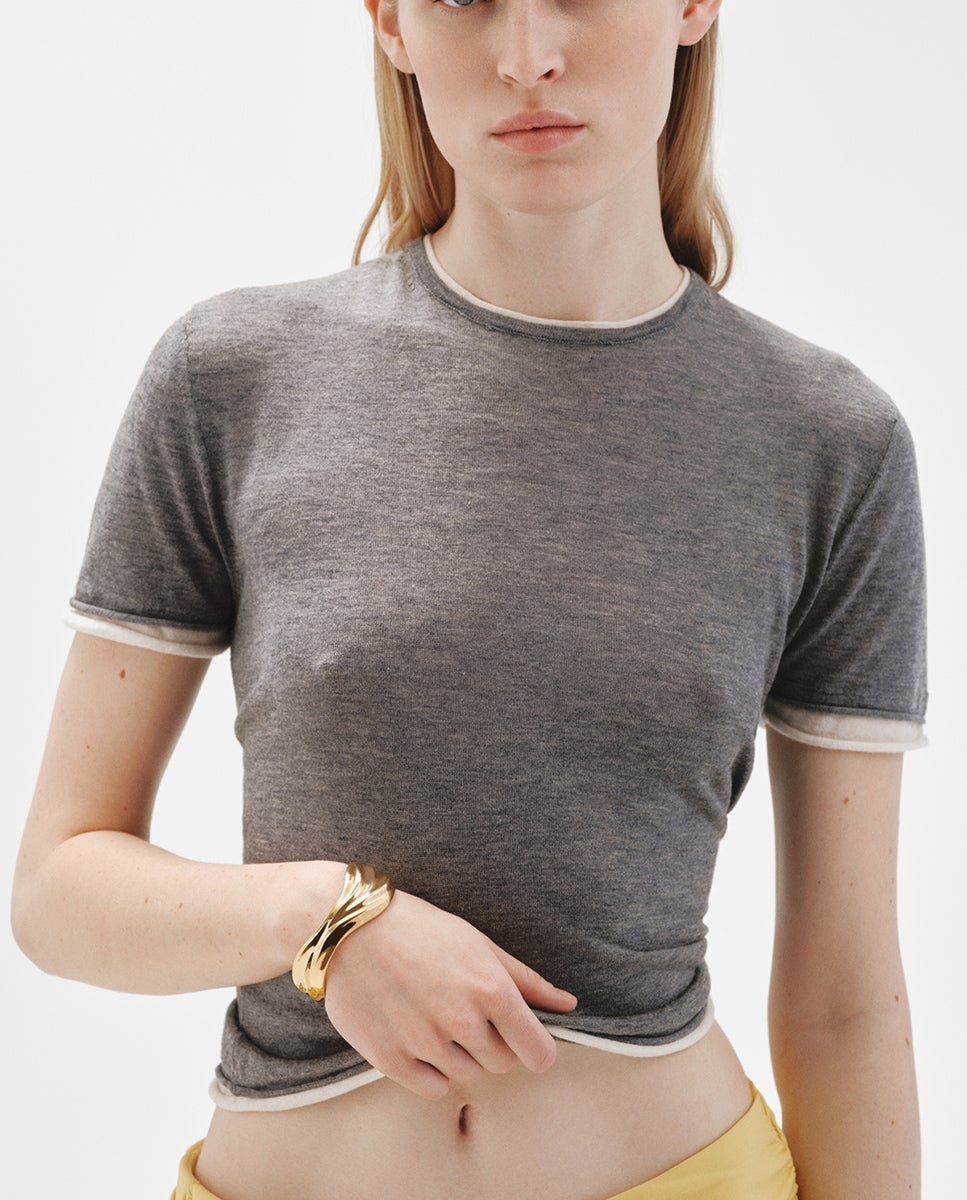 Pulsera rígida de plata 925 bañada en amarillo de 18k con textura - Aristocrazy - Oro Oro-4