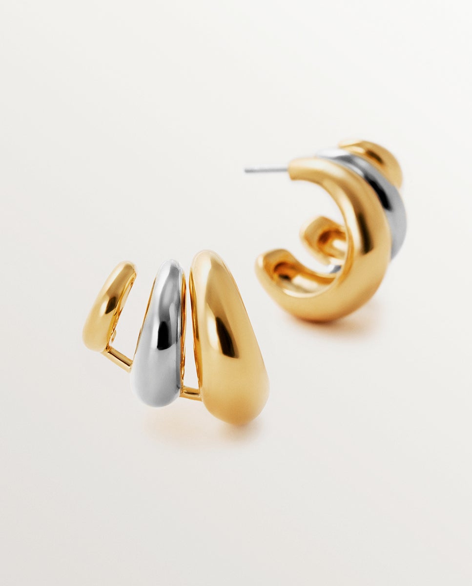 Pendientes trepadores de plata 925 bañada en rodio y oro amarillo de 18k - Aristocrazy - Multicolor Multicolor-3