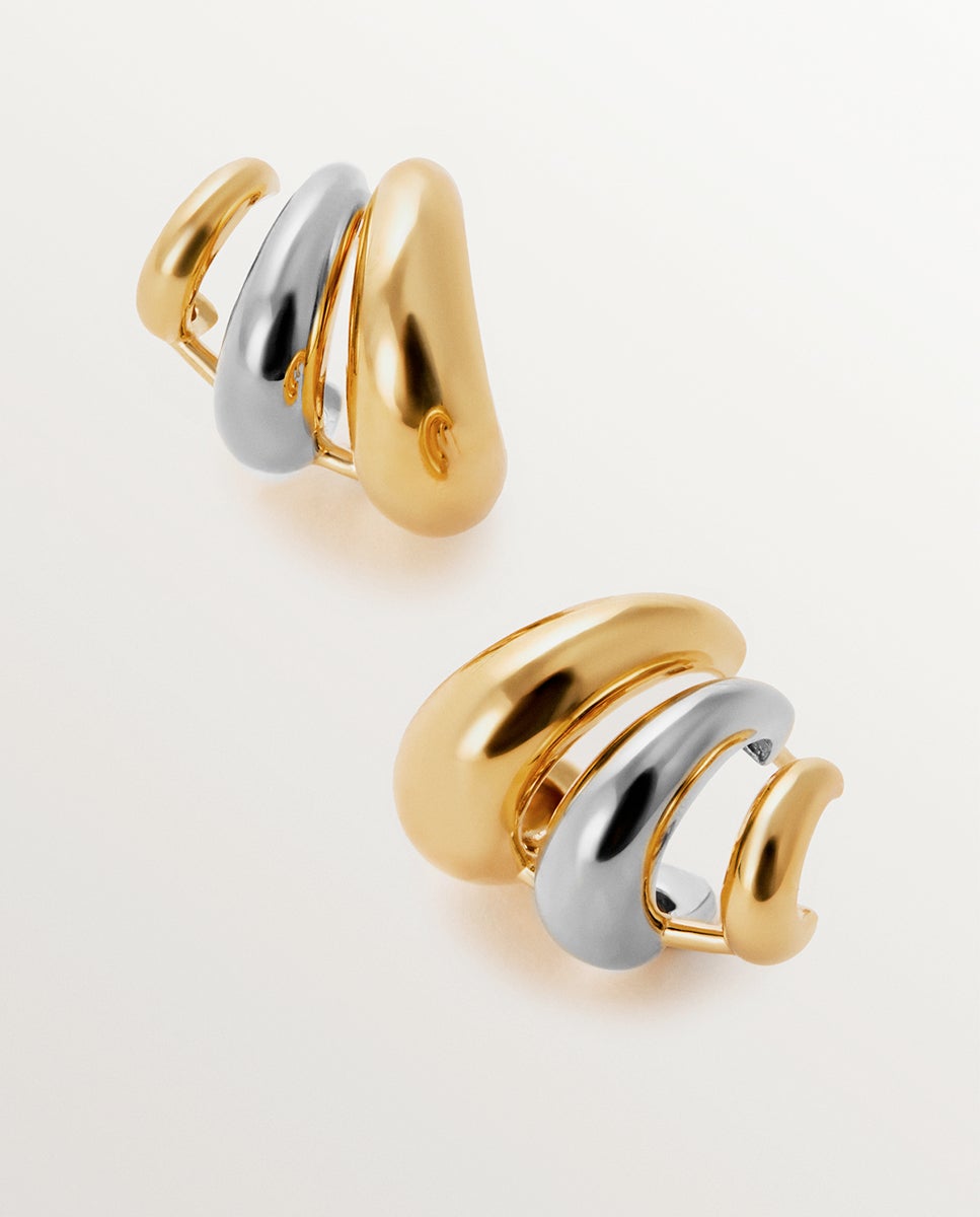 Pendientes trepadores de plata 925 bañada en rodio y oro amarillo de 18k - Aristocrazy - Multicolor Multicolor-5