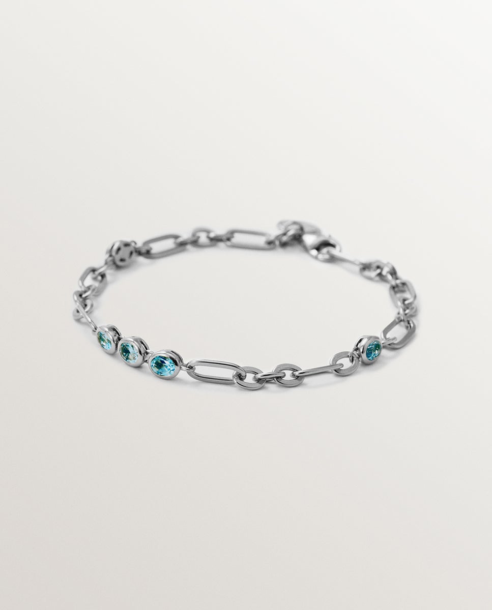 Pulsera de eslabones de plata 925 con topacios sky - Aristocrazy - Azul Azul-1