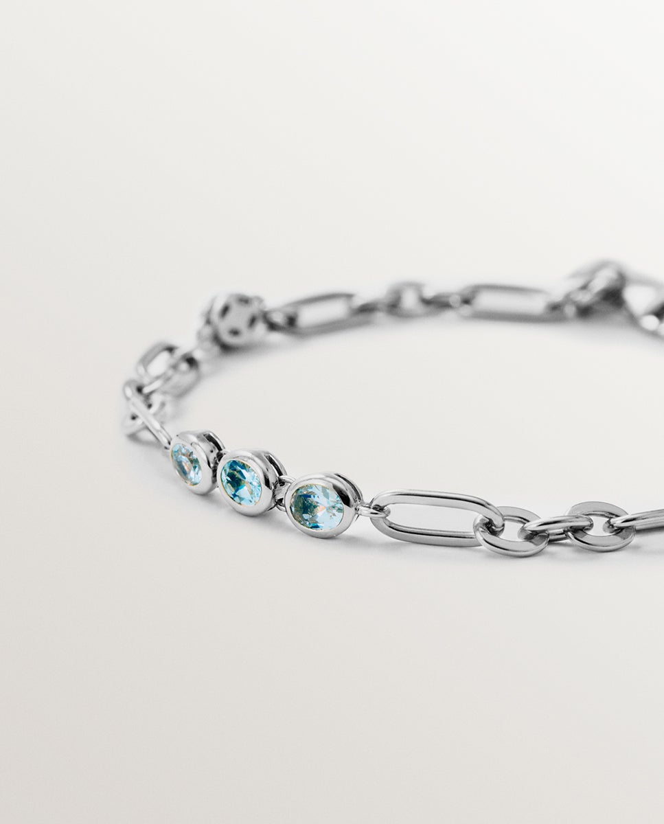 Pulsera de eslabones de plata 925 con topacios sky - Aristocrazy - Azul Azul-3