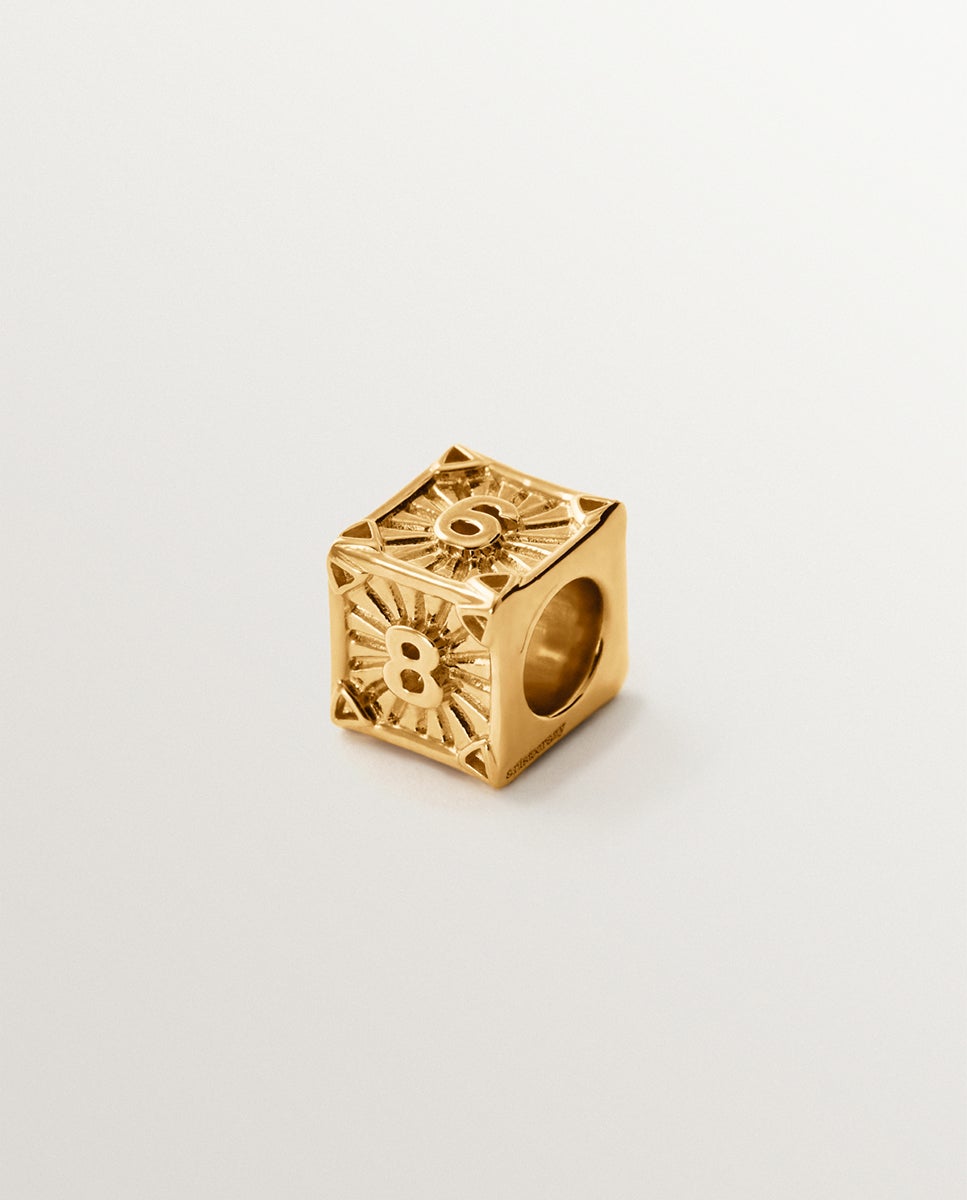 Charm de plata 925 bañada en de 18k con forma de cubo con números pares - Aristocrazy - Oro Oro-3