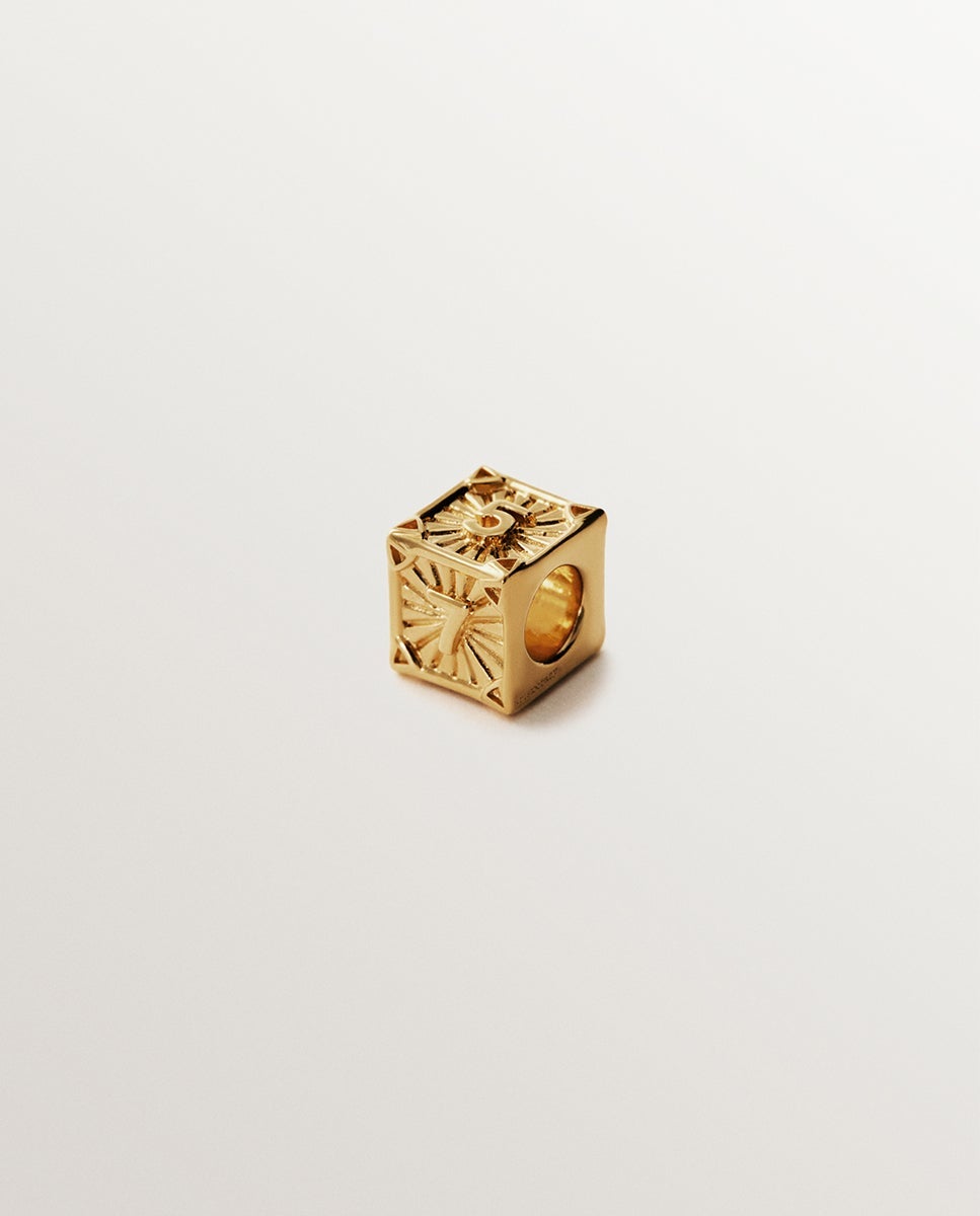 Charm de plata 925 bañada en de 18k con forma de cubo con números impares - Aristocrazy - Oro Oro-1