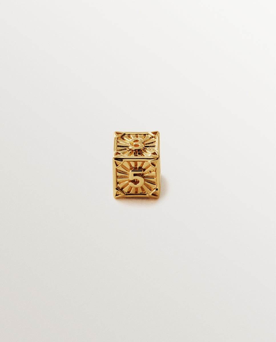 Charm de plata 925 bañada en de 18k con forma de cubo con números impares - Aristocrazy - Oro Oro-3