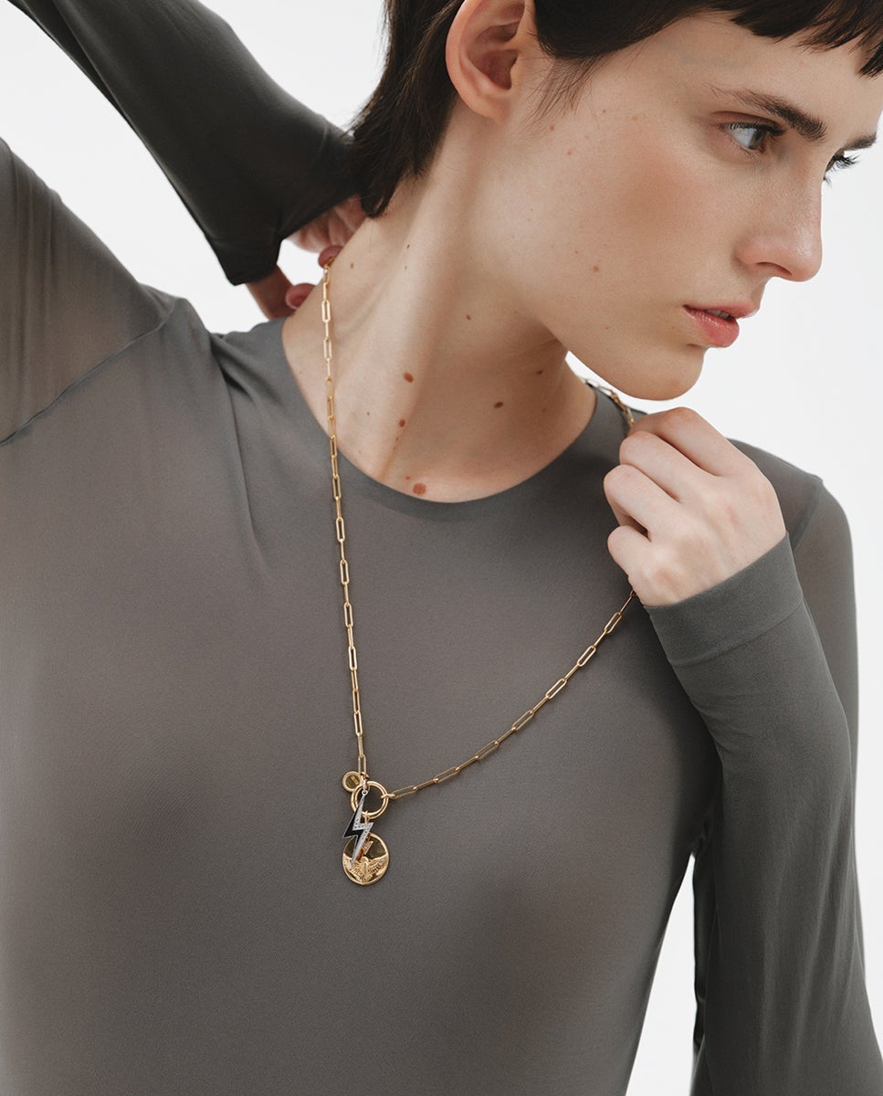 Charm de plata 925 bañada en amarillo de 18k con topacios blancos y motivo de pájaro - Aristocrazy - Oro Oro-5