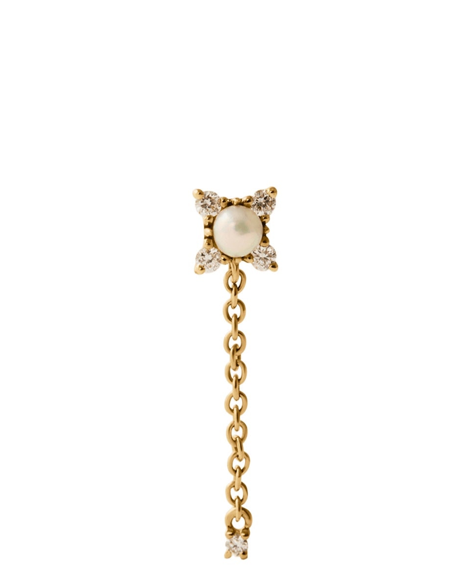 Imagen 1 de Pendiente de oro amarillo de 9k con perla y diamantes - Aristocrazy - Dorado Dorado