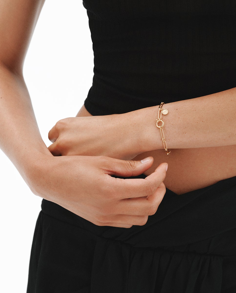 Pulsera de eslabones combinado 17 cm en plata 925 bañada en de 18k - Aristocrazy - Oro Oro-1