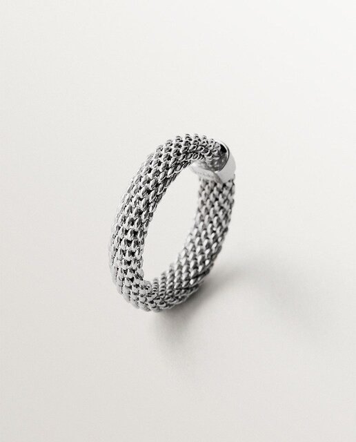Imagen 0 de Anillo de plata 925 con textura de malla