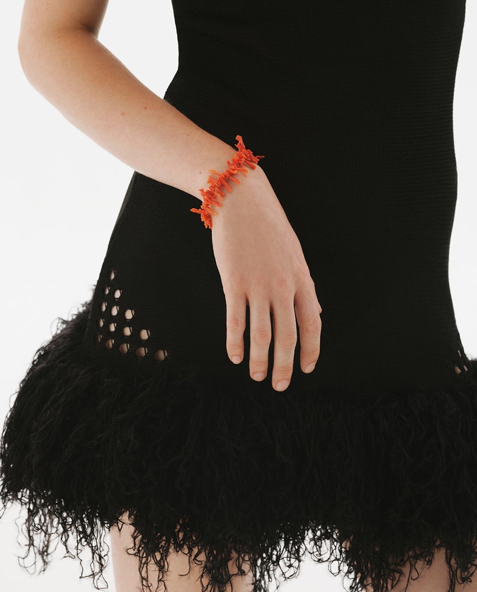 Pulsera de plata 925 bañada en oro de 18k con coral natural - Aristocrazy - Rojo Rojo-2