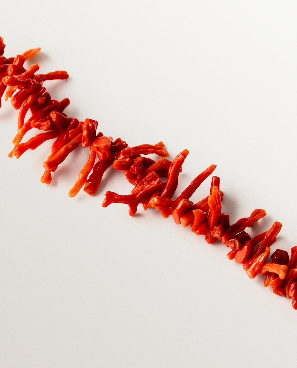 Pulsera de plata 925 bañada en oro de 18k con coral natural - Aristocrazy - Rojo Rojo-5