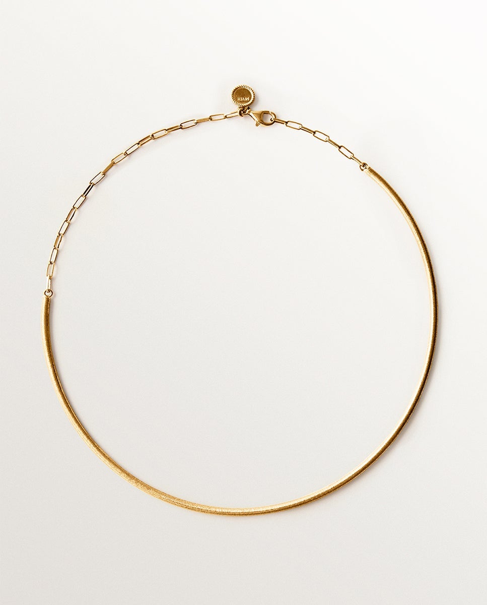 Collar rígido de plata 925 bañada en oro amarillo de 18k con textura - Aristocrazy - Dorado Dorado-1