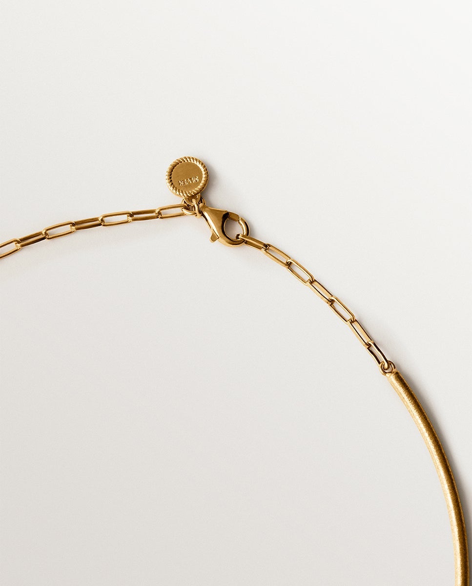 Collar rígido de plata 925 bañada en oro amarillo de 18k con textura - Aristocrazy - Dorado Dorado-3