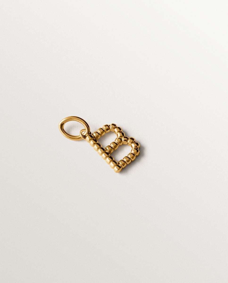 Charm de 925 bañada en oro amarillo de 18k con letra b y motivos de esferas - Aristocrazy - Plata Plata-1