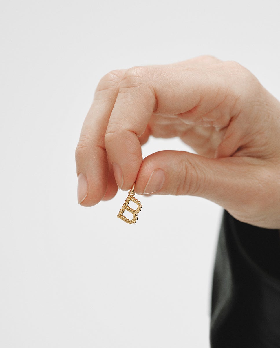 Charm de 925 bañada en oro amarillo de 18k con letra b y motivos de esferas - Aristocrazy - Plata Plata-2