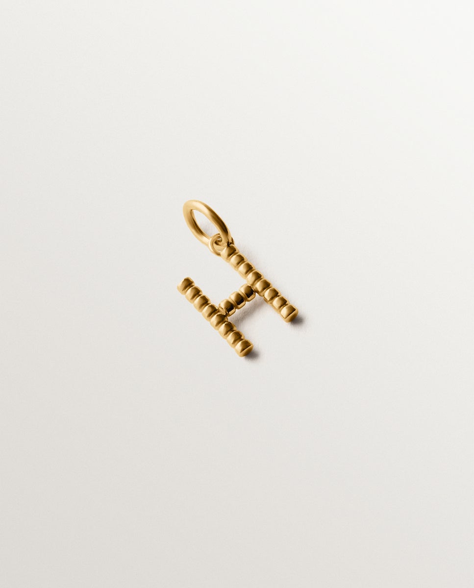 Charm de plata 925 bañada en amarillo de 18k con letra h y motivos de esferas - Aristocrazy - Oro Oro-1