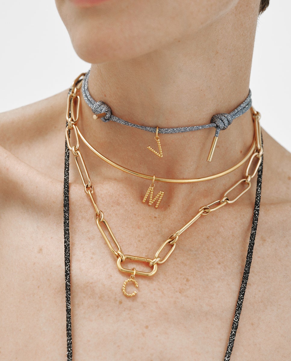 Charm de 925 bañada en oro amarillo de 18k con letra i y motivos de esferas - Aristocrazy - Plata Plata-5