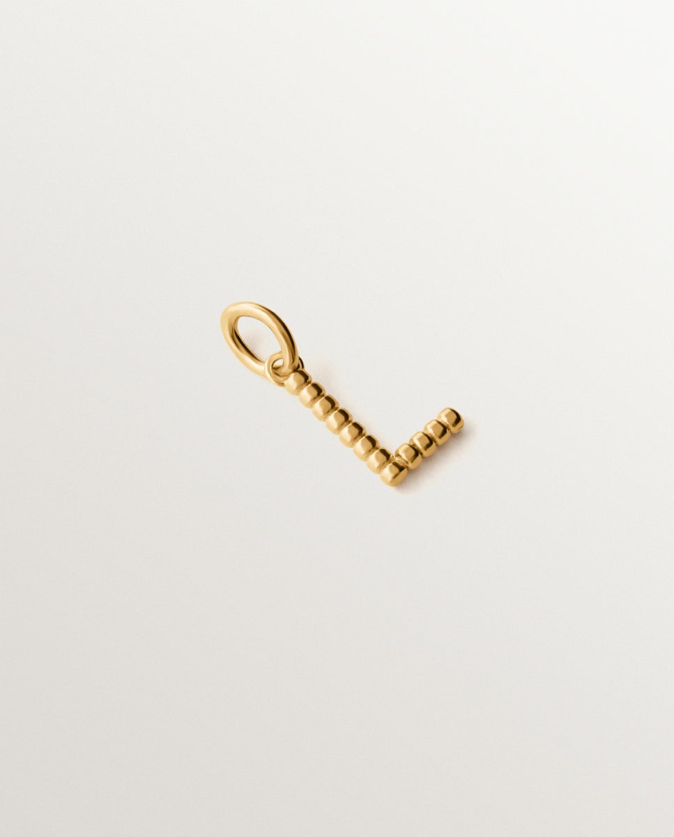 Charm de 925 bañada en oro amarillo de 18k con letra l y motivos de esferas - Aristocrazy - Plata Plata-1