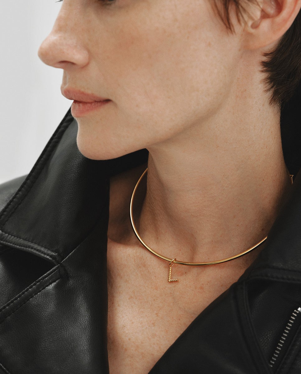 Charm de 925 bañada en oro amarillo de 18k con letra l y motivos de esferas - Aristocrazy - Plata Plata-2