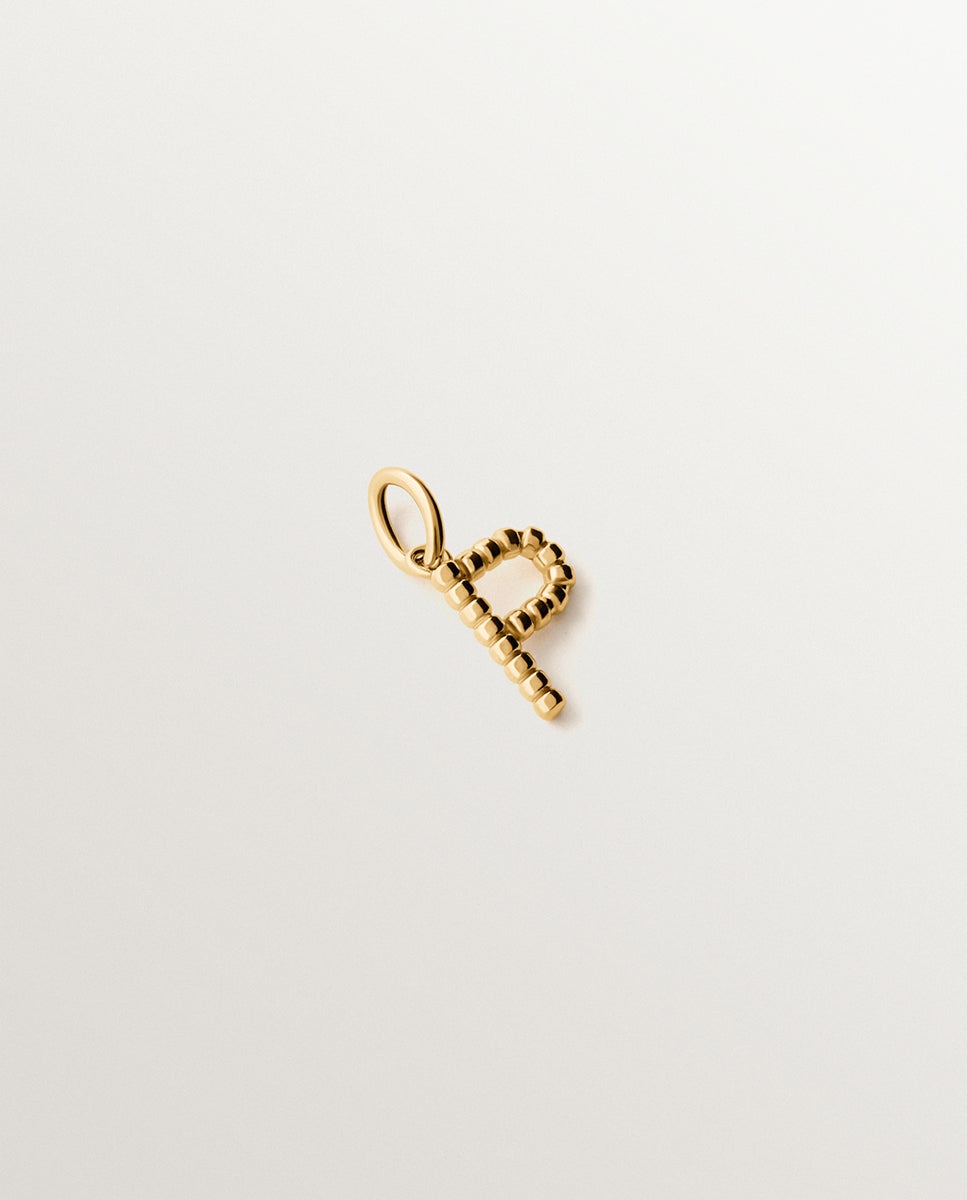 Charm de plata 925 bañada en amarillo de 18k con letra p y motivos de esferas - Aristocrazy - Oro Oro-1
