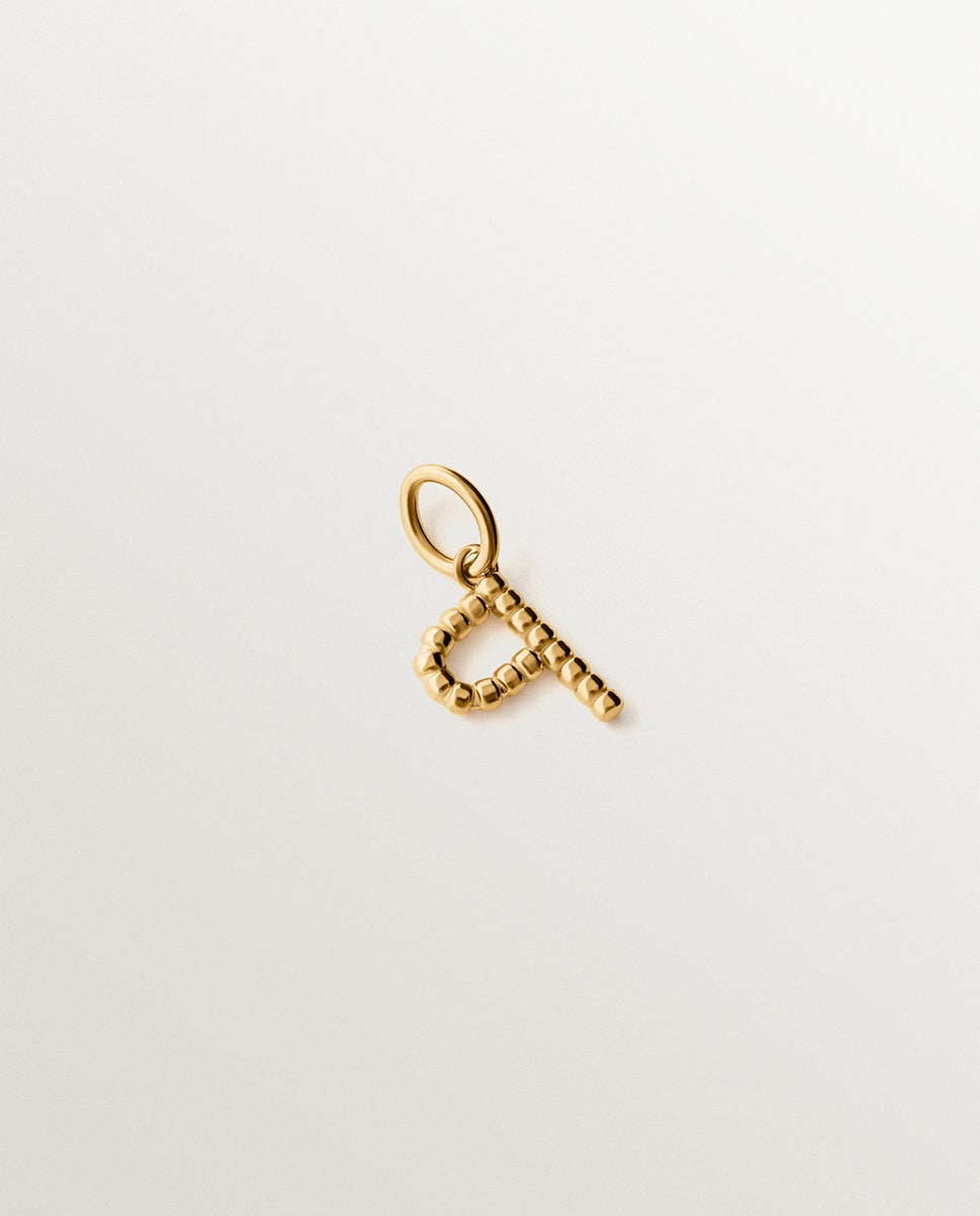 Charm de plata 925 bañada en amarillo de 18k con letra p y motivos de esferas - Aristocrazy - Oro Oro-3