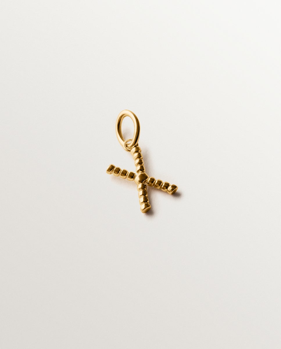Charm de plata 925 bañada en oro amarillo de 18k con letra x y motivos de esferas - Aristocrazy - Oro Oro-1